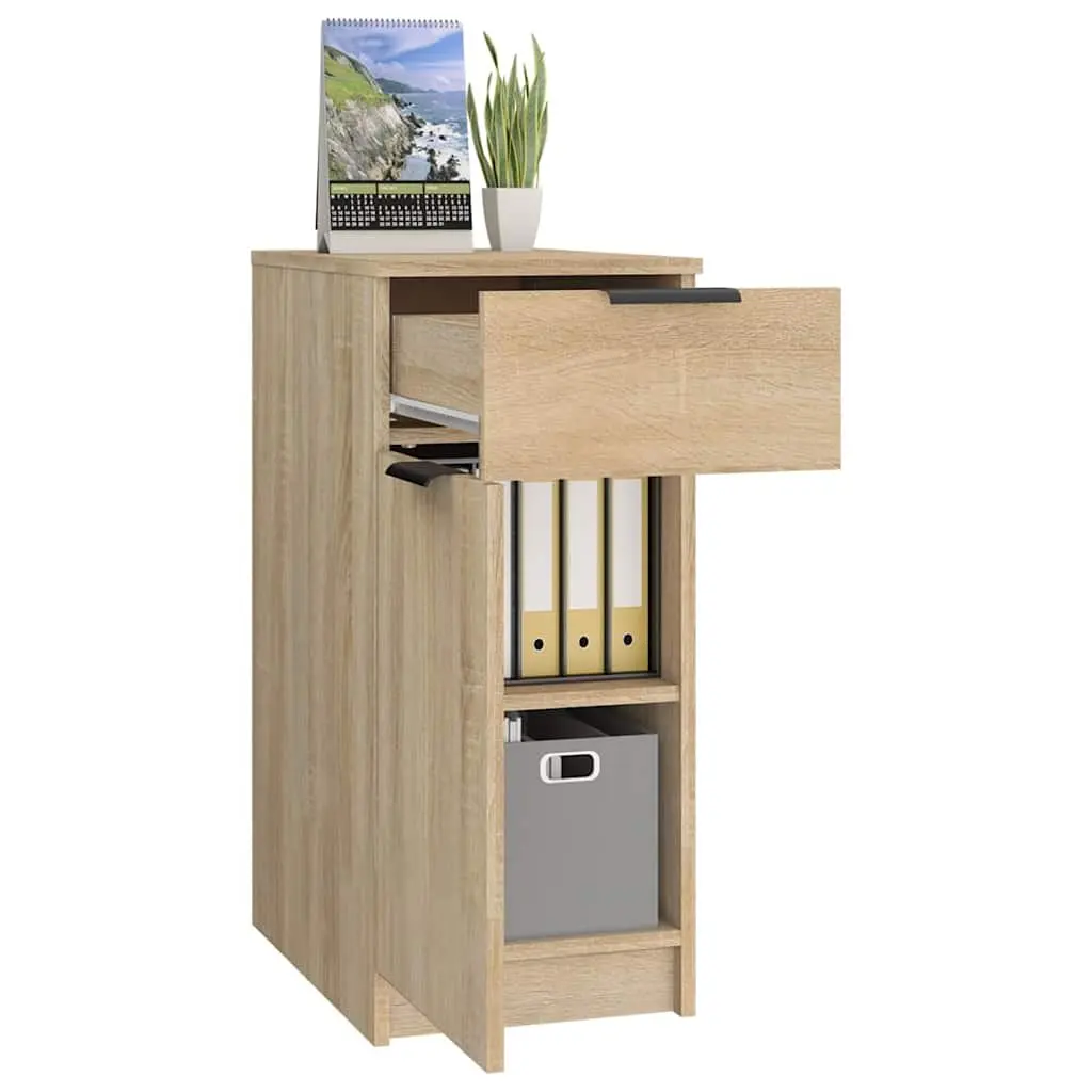 Brown Engineered Wood Desk Organizer with Drawer and Compartments