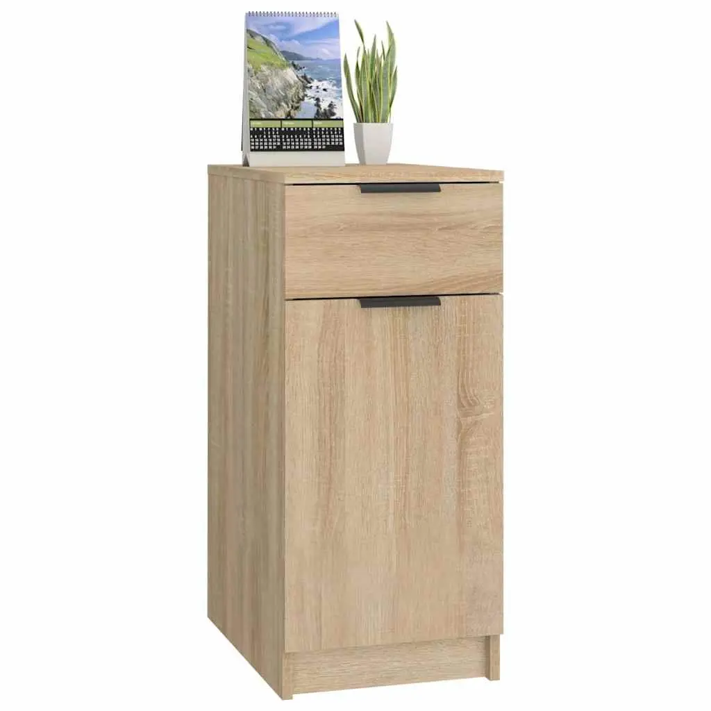 Brown Engineered Wood Desk Organizer with Drawer and Compartments