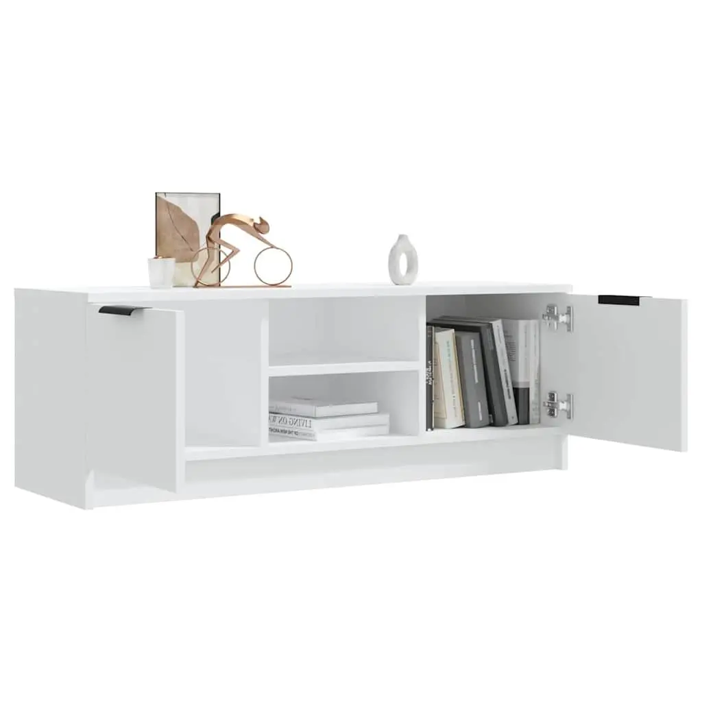 White TV Cabinet with Ample Storage 102x35x36.5 cm
