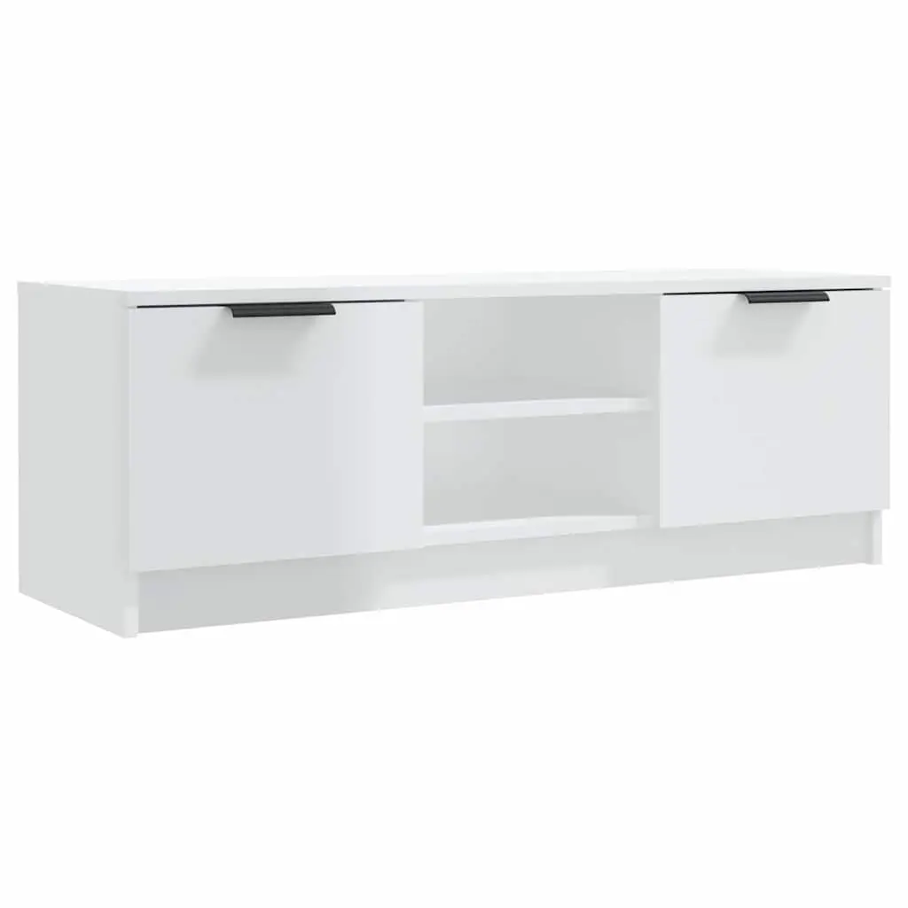 White High Gloss TV Cabinet Storage Unit with Open Closed Compartments Display