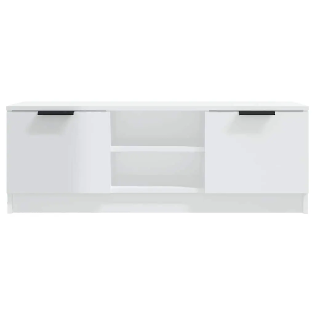 White High Gloss TV Cabinet Storage Unit with Open Closed Compartments Display