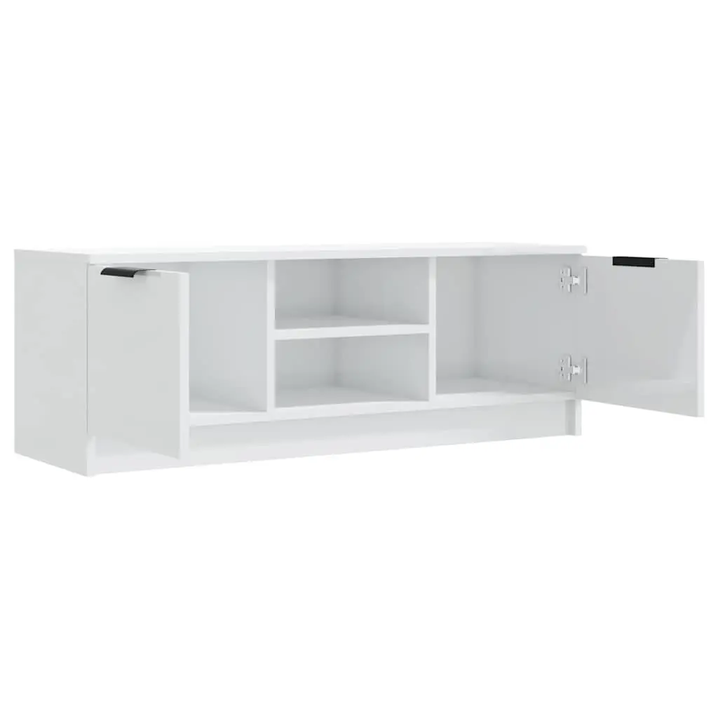 White High Gloss TV Cabinet Storage Unit with Open Closed Compartments Display