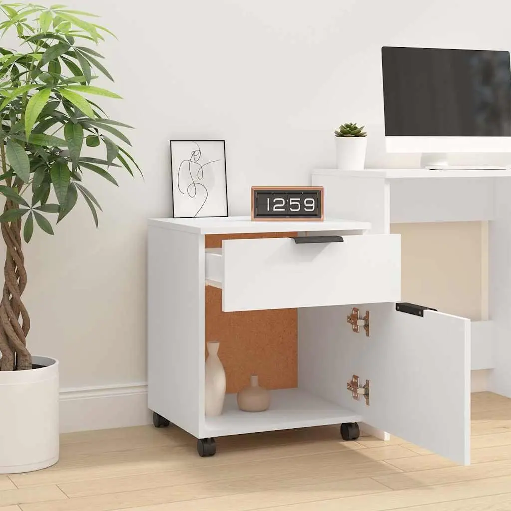 Mobile File Cabinet Engineered Wood 45x38x54cm White