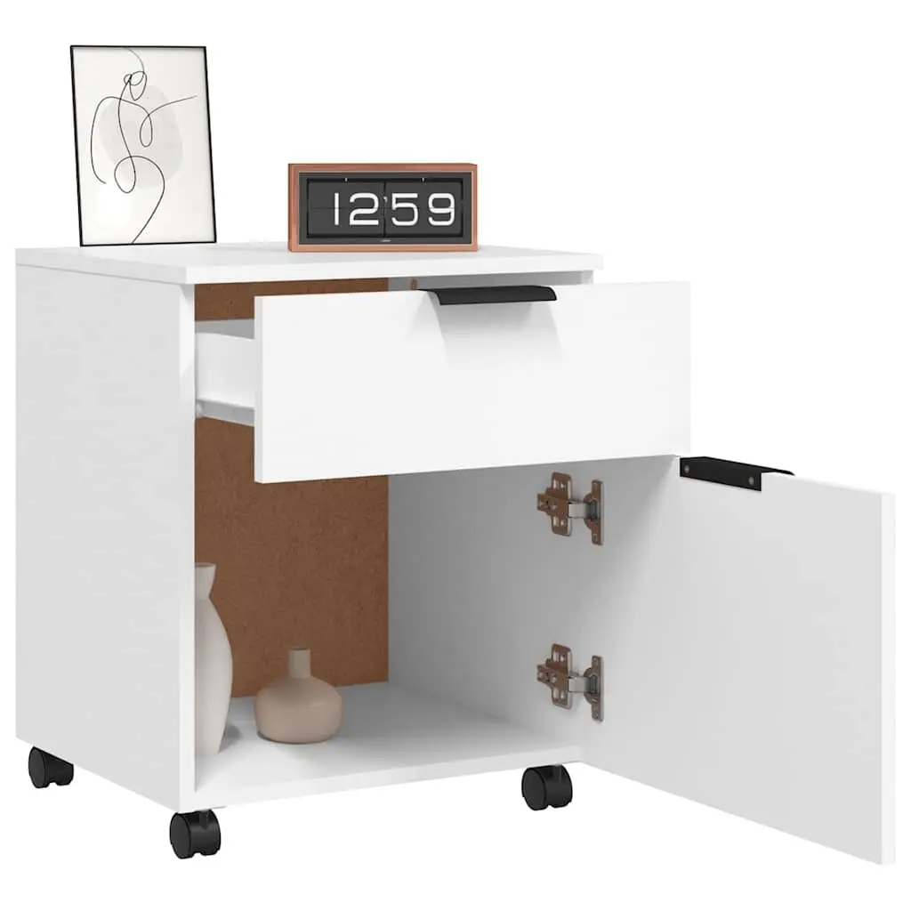 Mobile File Cabinet Engineered Wood 45x38x54cm White
