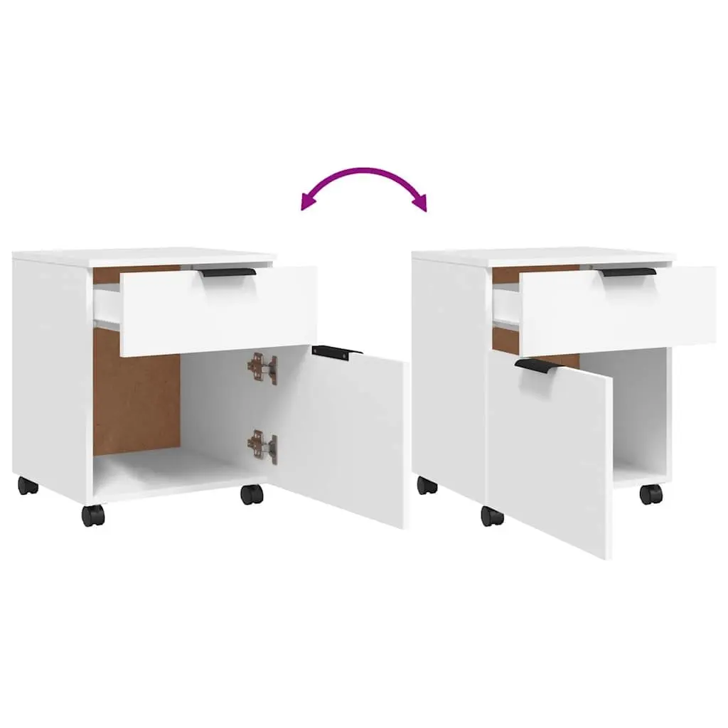 Mobile File Cabinet Engineered Wood 45x38x54cm White