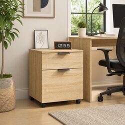 Brown Mobile File Cabinet with Wheels for Easy Storage