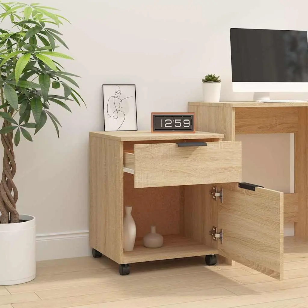 Brown Mobile File Cabinet with Wheels for Easy Storage