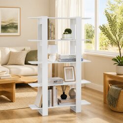 Sturdy White Book Cabinet for Stylish Room Division