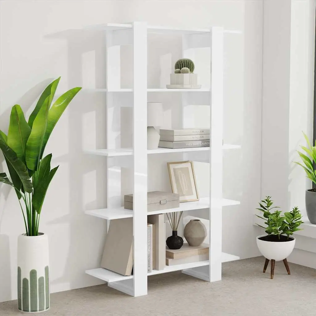High Gloss White Book Cabinet with Room Divider Function