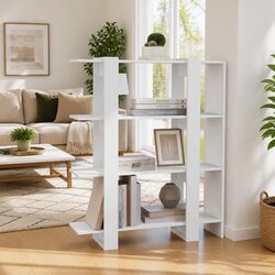 Sturdy White Book Cabinet Room Divider and Storage Shelf