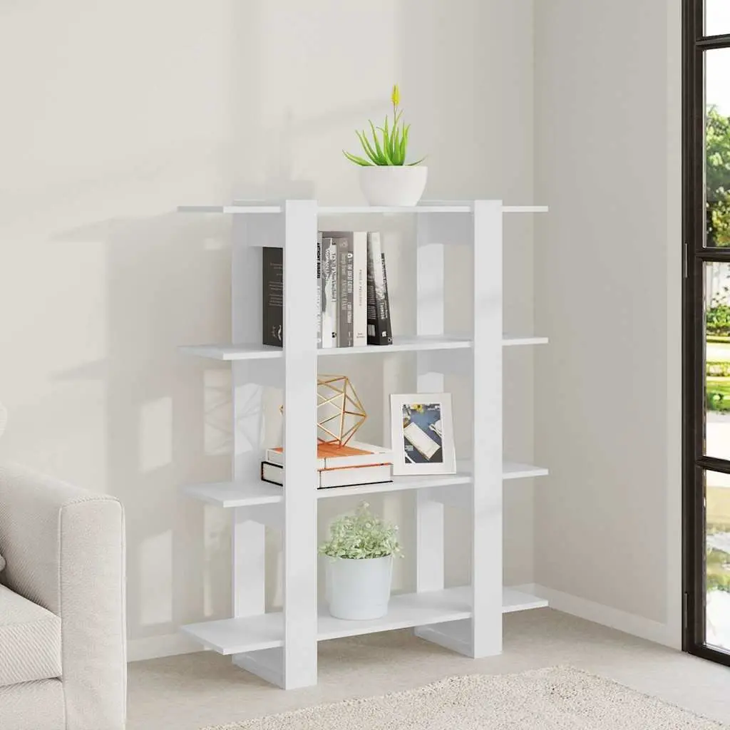 Room Divider Book Cabinet White Storage Organiser Display Shelf 100W x 30D x 123.5H cm