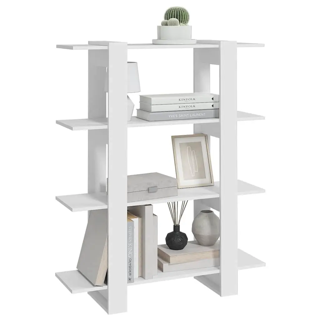 Room Divider Book Cabinet White Storage Organiser Display Shelf 100W x 30D x 123.5H cm