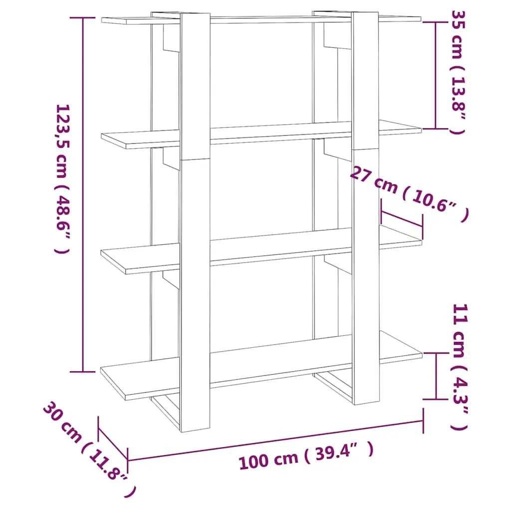 Room Divider Book Cabinet White Storage Organiser Display Shelf 100W x 30D x 123.5H cm
