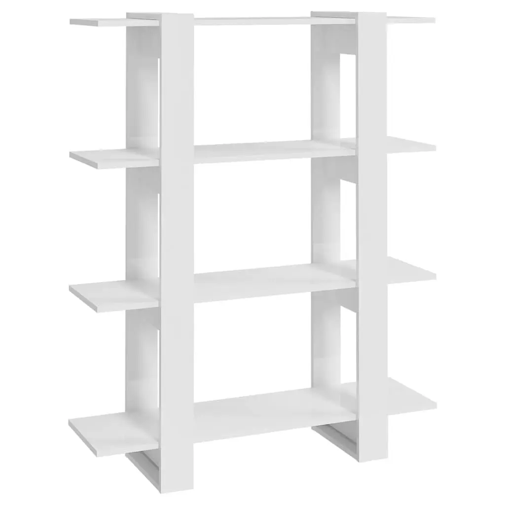 High Gloss White Storage Bookshelf with Room Divider Function