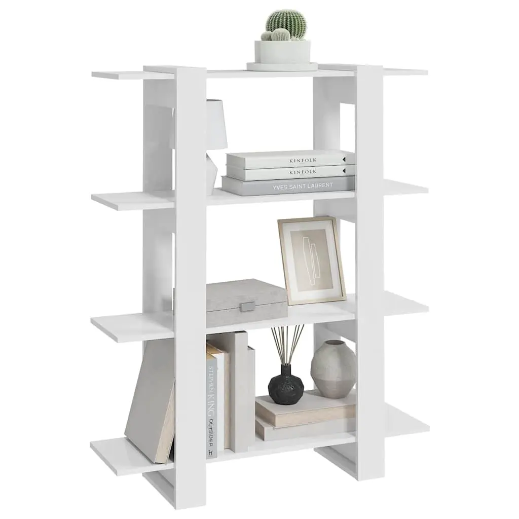 High Gloss White Storage Bookshelf with Room Divider Function