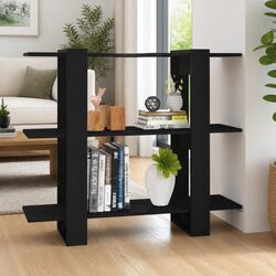 Durable Black Book Cabinet and Room Divider Shelving Unit