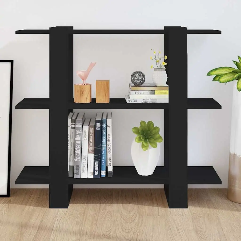 Black Book Cabinet and Room Divider Shelving Unit