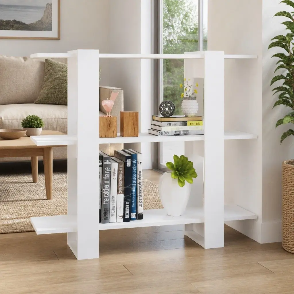Book Cabinet High Gloss White 100W x 30D x 87H cm