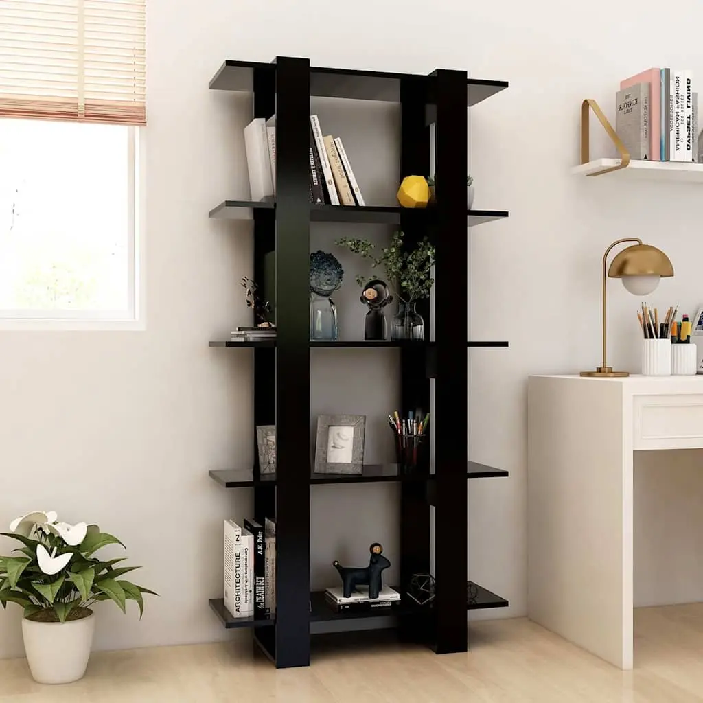 Black Book Cabinet Room Divider with Storage