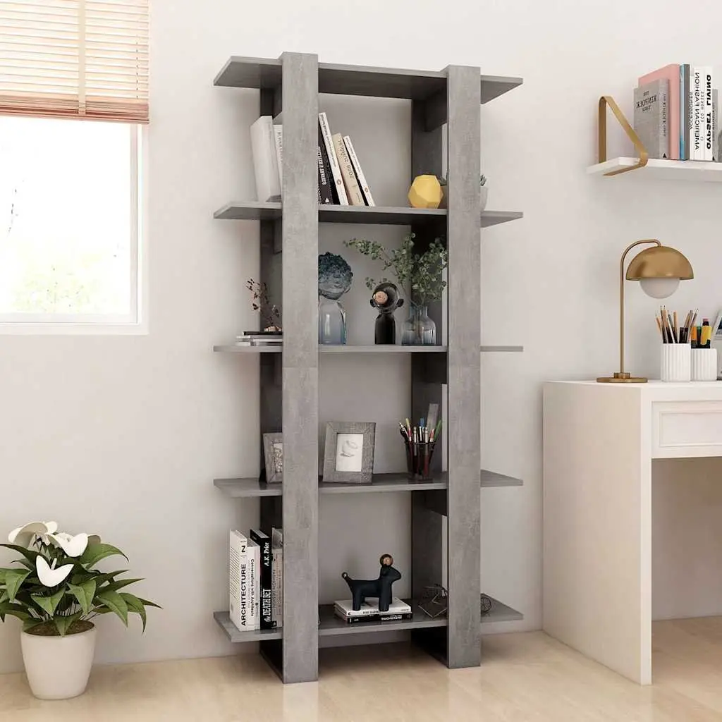 Grey Engineered Wood Book Cabinet 80x30x160cm