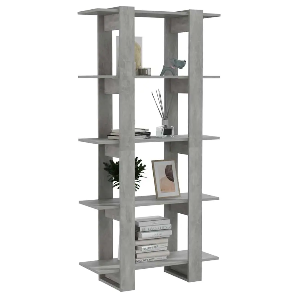 Grey Engineered Wood Book Cabinet 80x30x160cm