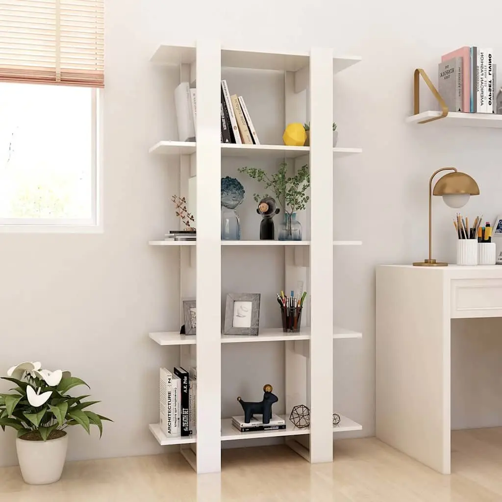 White High Gloss Book Cabinet Room Divider Bookshelf Shelving Unit 80x30x160cm