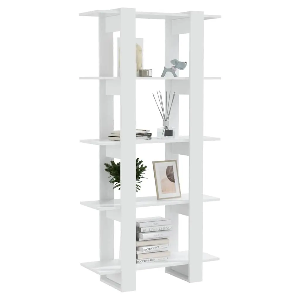 White High Gloss Book Cabinet Room Divider Bookshelf Shelving Unit 80x30x160cm