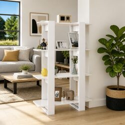 Durable White Wooden Book Cabinet for Storage & Division