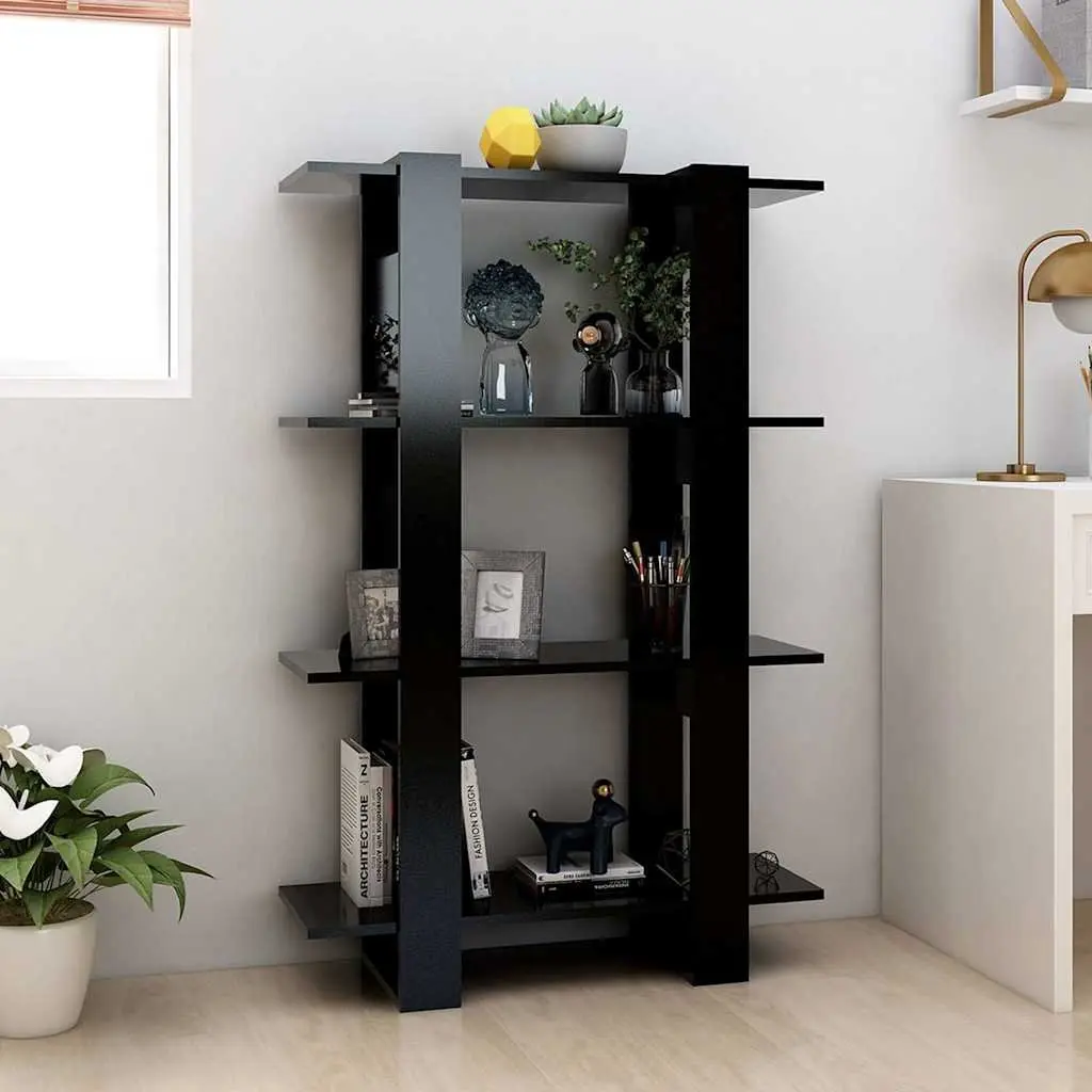 Black Wooden Book Cabinet Standing Shelf Room Divider Storage Organizer