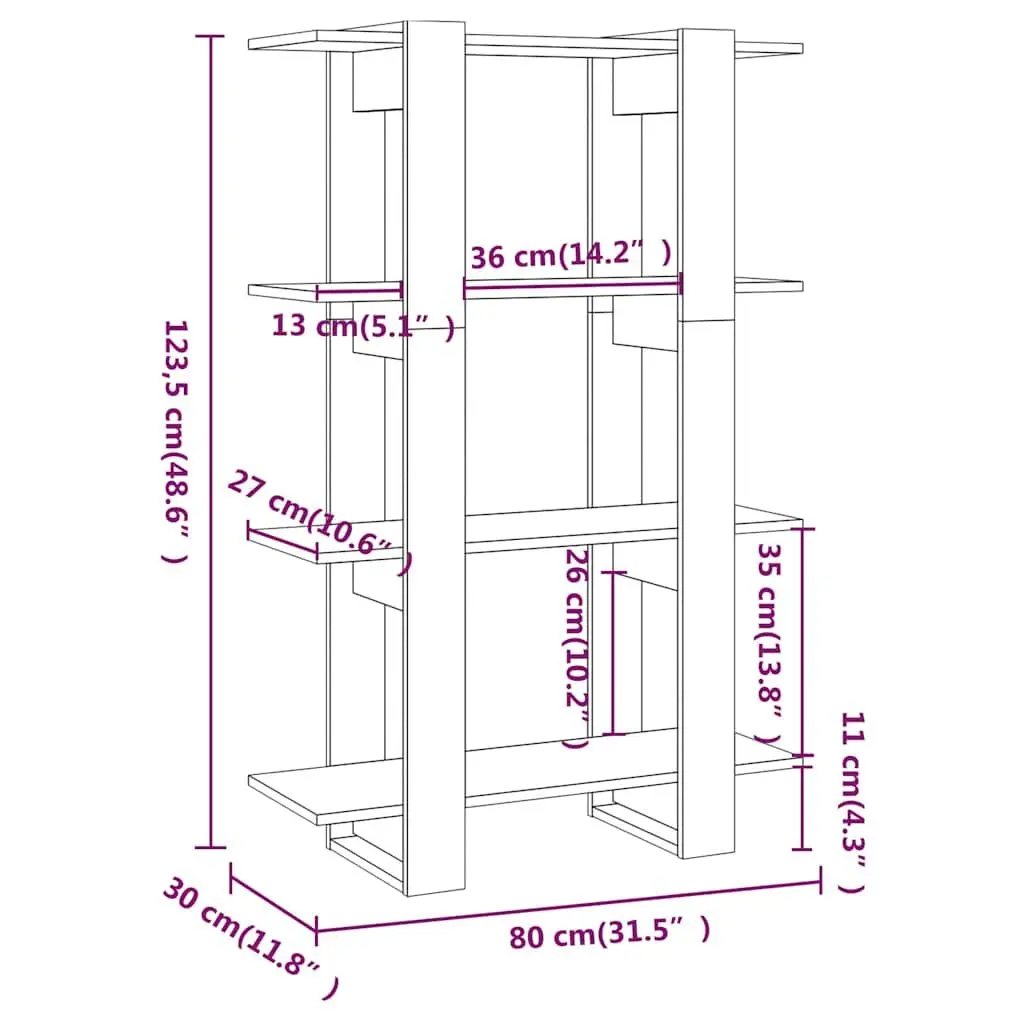 Black Wooden Book Cabinet Standing Shelf Room Divider Storage Organizer