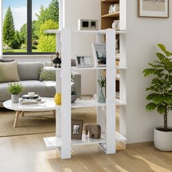 High Gloss White Book Cabinet with Room Divider Function