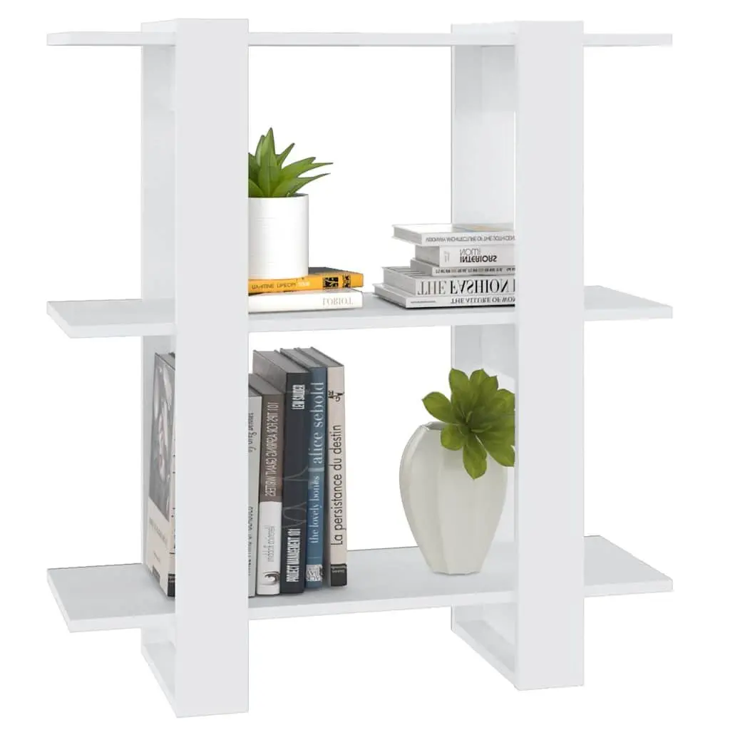 Wooden Book Cabinet Storage Organizer Room Divider White 80 x 30 x 87 cm