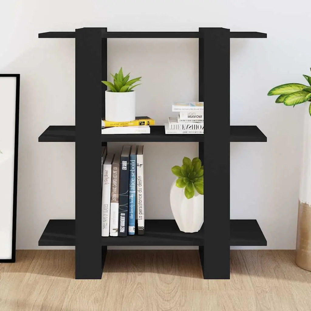 Book Cabinet Room Divider Storage Shelving Unit Black Wooden Standing Bookcase