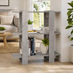 Grey Wooden Book Cabinet with Storage and Room Divider