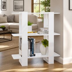 Stylish White High Gloss Wooden Book Cabinet Room Divider