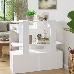 Stylish White Book Cabinet with Sturdy Design