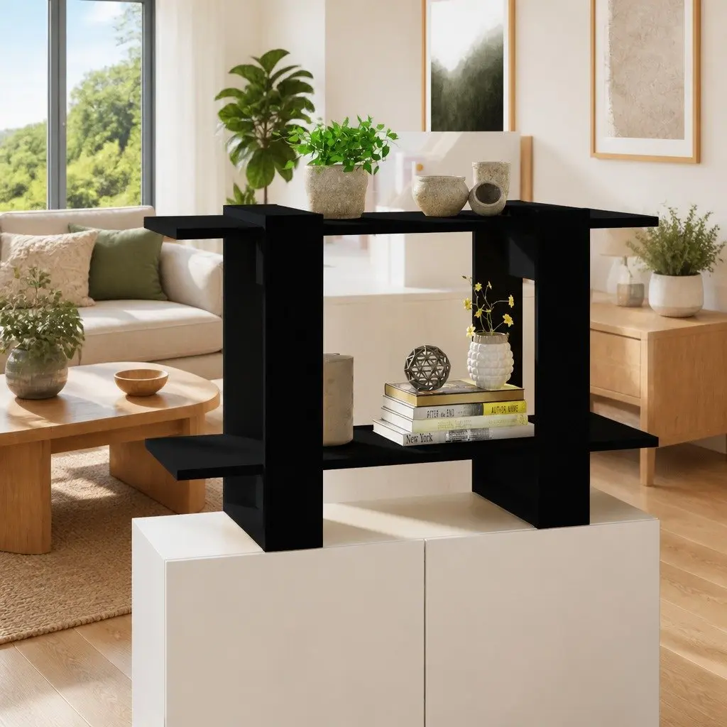 Black Book Cabinet with Room Divider Functionality