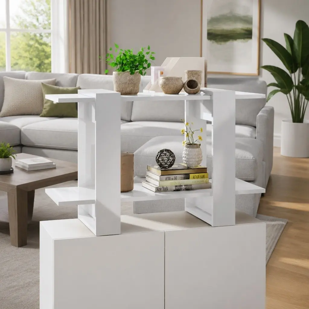 Book Cabinet High Gloss White Room Divider Bookshelf Storage Organiser 80 x 30 x 51 cm