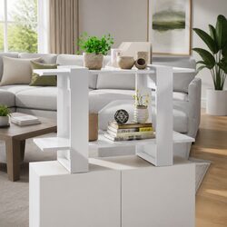 Sleek High Gloss White Book Cabinet and Room Divider