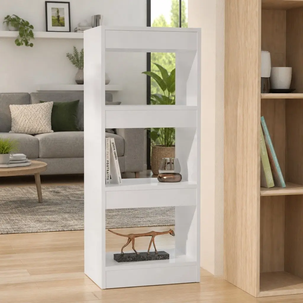 High Gloss White Book Cabinet Room Divider with Storage