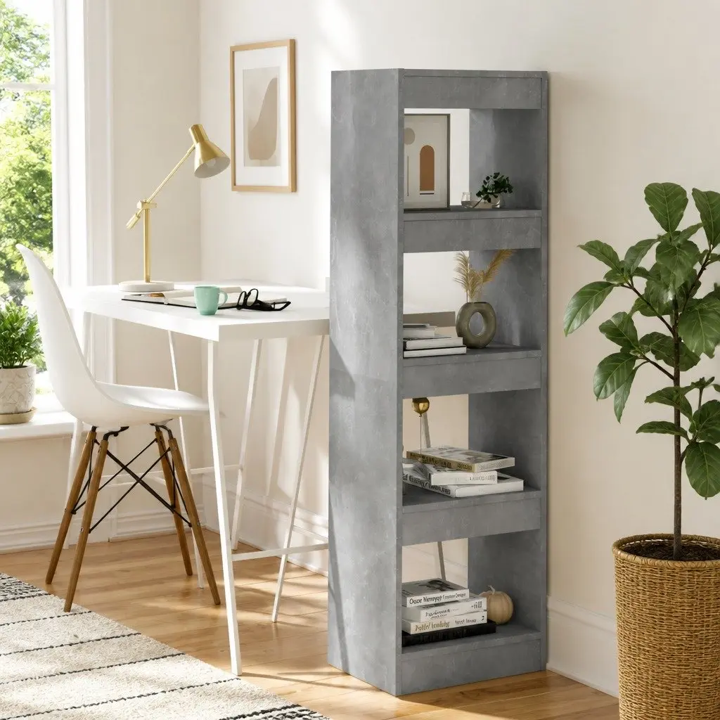 Grey Book Cabinet Room Divider and Storage Unit