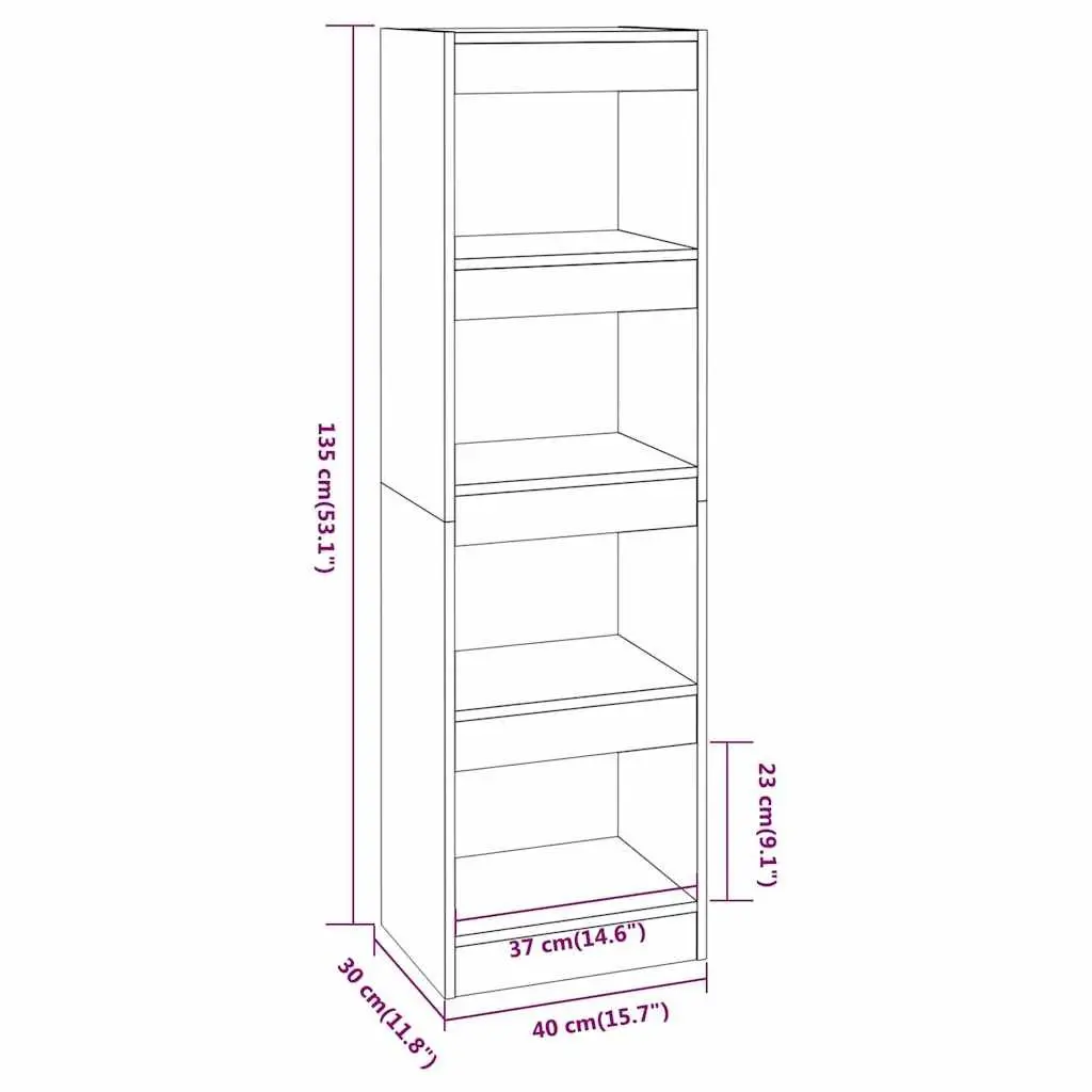 Book Cabinet Storage Room Divider High Gloss White 40 x 30 x 135 cm