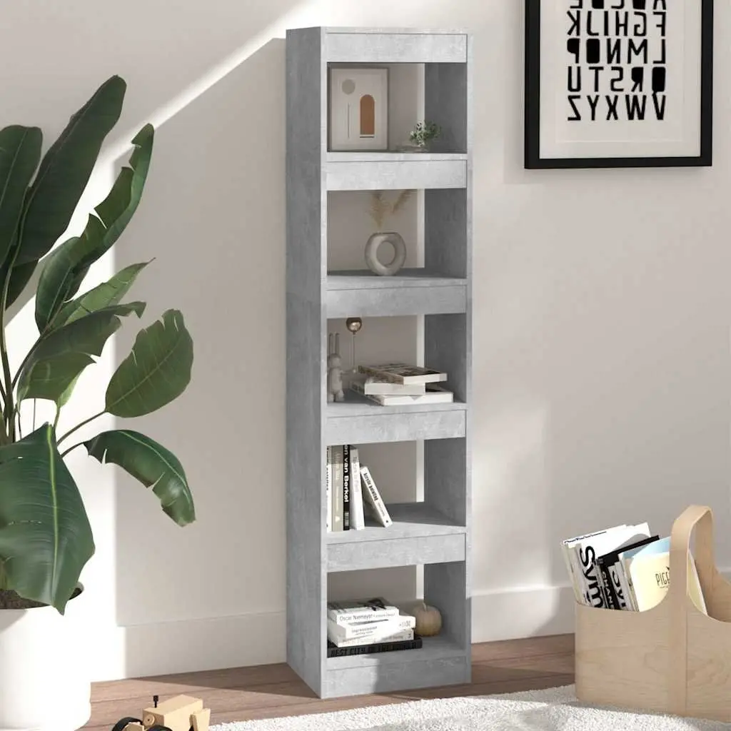 Grey Book Cabinet Room Divider with Ample Storage
