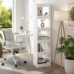Book Cabinet Room Divider High Gloss White Bookshelf Storage Shelving Unit