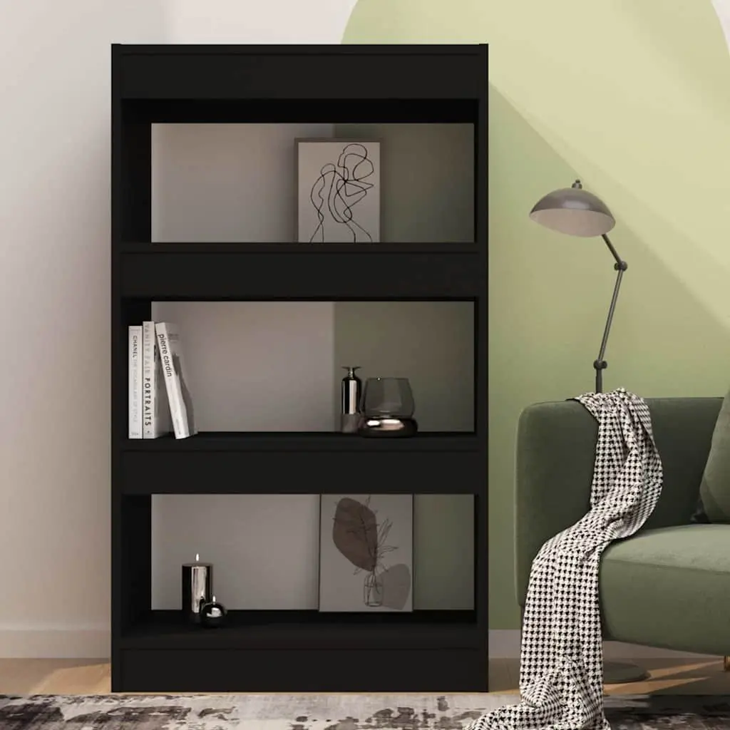 Black Wooden Bookcase with Room Divider Functionality