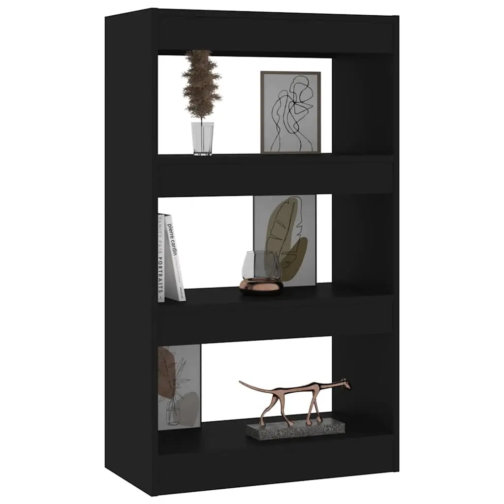 Black Wooden Bookcase with Room Divider Functionality