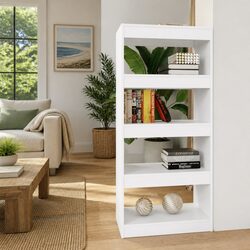 Book Cabinet Room Divider White 60x30x135 cm Engineered Wood Bookshelf Storage