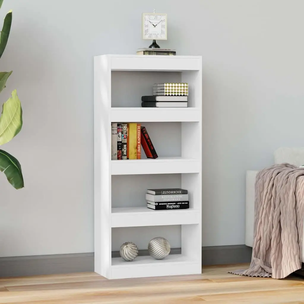 Book Cabinet Engineered Wood 60x30x135 cm White Room Divider Bookshelf Storage