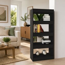 Durable Black Book Cabinet and Room Divider