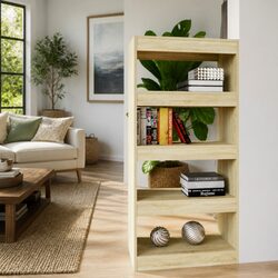 Stylish Brown Wooden Book Cabinet and Room Divider